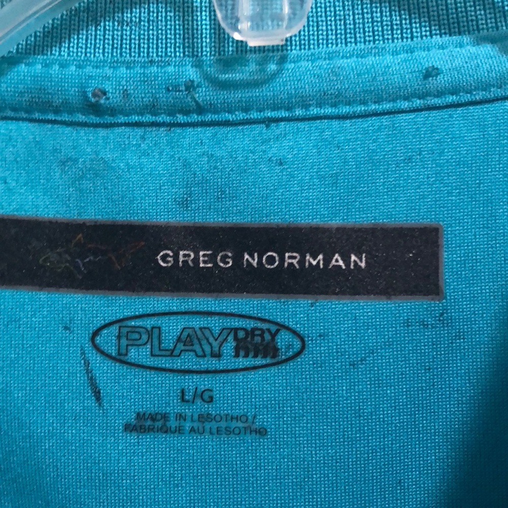 Greg Norman Shirt Polo Top Play Dry SZ L Blue Striped - Picture 3 of 5